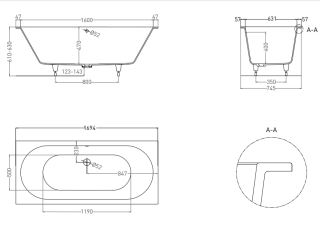 Ванна из искусственного камня Salini Ornella Axis S-Sense 103413G 170x75см белый глянцевый